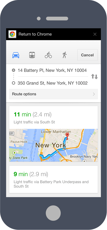 Directions to a shelter opened in Google Maps